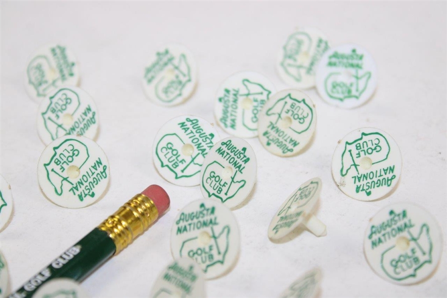 Thirty (30) Augusta National Golf Club 1980's Ball Markers with Club Pencil - Ralph Hackett Collection