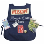 Tom Weiskopf Emerald Coast Classic Caddy Bib w/Signed Ball, Badge, Ydg Books, etc. - Ralph Hackett Collection