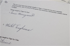 Tiger Woods' Father Earl Woods Hand-written Answers to Inquiries for Book