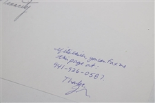 Tiger Woods' Father Earl Woods Hand-written Answers to Inquiries for Book