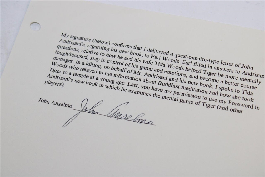 Tiger Woods' Father Earl Woods Hand-written Answers to Inquiries for Book