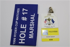 1999 Ryder Cup Lot w/Pullover, Badge, Manual, Hole 17 Marshal Band, Spec Guide & Program