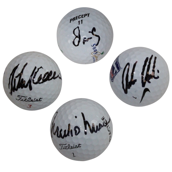Retief Goosen, Mark O'Meara, Adam Hadwin, & Ollie Schneiderjans Signed Golf Balls JSA ALOA