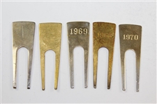 Charles Coody's Five Gold & Silver Colored Contestant Divot Tools from the Florida Citrus Open - 1968-1970 & Two Undated