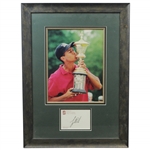 Tiger Woods Signed Stanford Golf Envelope Display with US Amateur Trophy Photo - Framed JSA ALOA