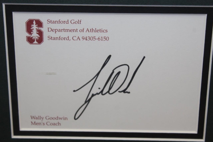 Tiger Woods Signed Stanford Golf Envelope Display with US Amateur Trophy Photo - Framed JSA ALOA