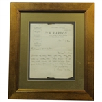 Harry Vardon Signed 1936 Letter on H. Vardon Golf Club & Ball Maker Letterhead - Framed JSA ALOA