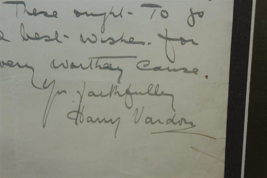Harry Vardon Signed 1936 Letter on 'H. Vardon Golf Club & Ball Maker' Letterhead - Framed JSA ALOA