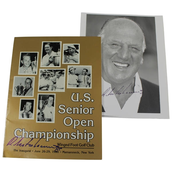 Roberto De Vicenzo Signed 1980 Inaugural U.S. Senior Open Championship Program & Photo JSA ALOA