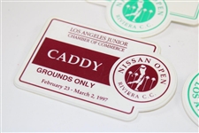 Four (4) Different Caddy Badges For Nissan/La Open - 1994, 1996, 1997, & 1999 - Early Tiger - Bob Burns Collection