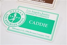Four (4) Different Caddy Badges For Nissan/La Open - 1994, 1996, 1997, & 1999 - Early Tiger - Bob Burns Collection