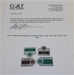 Four (4) Different Caddy Badges For Nissan/La Open - 1994, 1996, 1997, & 1999 - Early Tiger - Bob Burns Collection