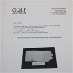 Gay Brewer Signed Golf Glove Display with 1967 Nameplate JSA ALOA