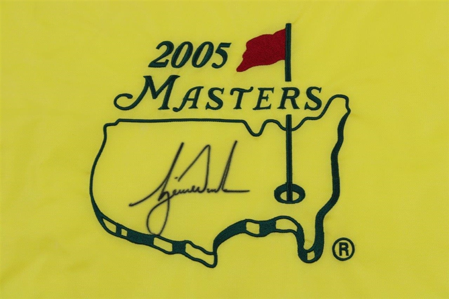 Tiger Woods Signed 2005 Masters Embroidered Flag JSA ALOA