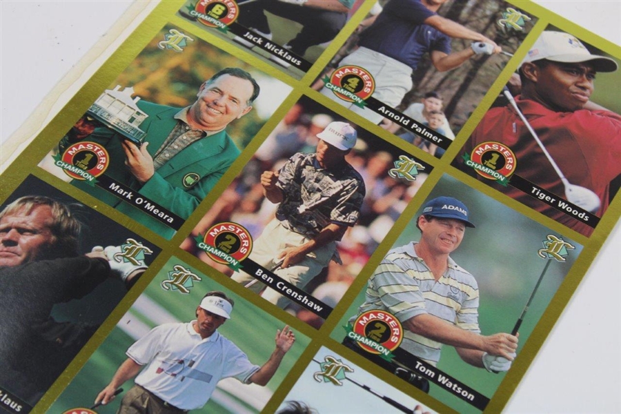 Legends Sports Memorabilia Magazine Uncut Card Sheet with Masters Champs