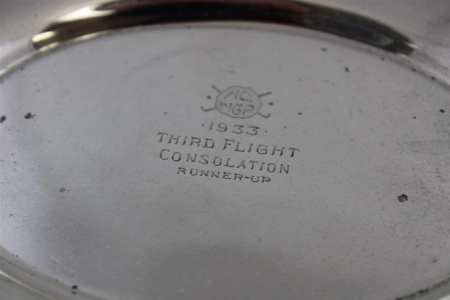 1933 NDWGP Third Flight Consolation Runner-Up Sterling Silver Trophy Bowl/Plate