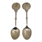 Pair of Post Swing Male Golfer Themed Spoons - Made in England