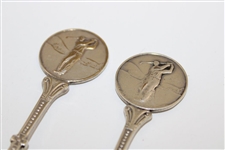 Pair of Post Swing Male Golfer Themed Spoons - Made in England