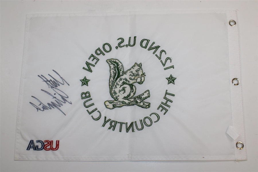 Matt Fitzpatrick Signed 2022 US Open at The Country Club Embroidered Flag JSA ALOA