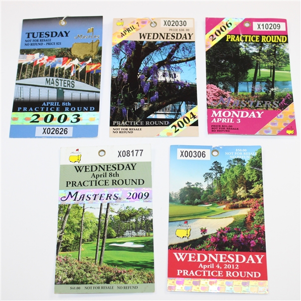 2003, 2004, 2006, 2009 & 2012 Masters Tournament Tickets