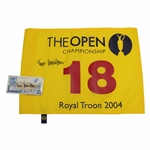 Todd Hamilton Signed 2004 OPEN at Royal Troon Flag with Signed RBS Note JSA ALOA