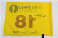 Todd Hamilton Signed 2004 OPEN at Royal Troon Flag with Signed RBS Note JSA ALOA