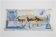 Todd Hamilton Signed 2004 OPEN at Royal Troon Flag with Signed RBS Note JSA ALOA