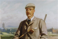 Freddie Tait and Caddie with Dog Canvas Giclée by Artist Henry Lorimer