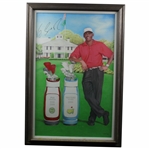 Vijay Singh Signed Augusta National Clubhouse & Major Wins Golf Bags Print - Framed JSA ALOA