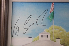 Vijay Singh Signed Augusta National Clubhouse & Major Wins Golf Bags Print - Framed JSA ALOA