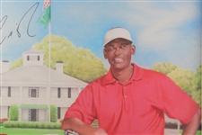 Vijay Singh Signed Augusta National Clubhouse & Major Wins Golf Bags Print - Framed JSA ALOA