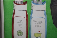 Vijay Singh Signed Augusta National Clubhouse & Major Wins Golf Bags Print - Framed JSA ALOA