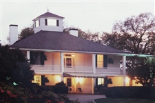 Augusta National Golf Club Clubhouse with Lights on Photo - Framed