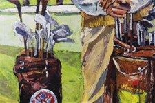 Large Byron Nelson Canvas Print with Major Championships Listed On Bags - Framed