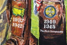 Large Byron Nelson Canvas Print with Major Championships Listed On Bags - Framed
