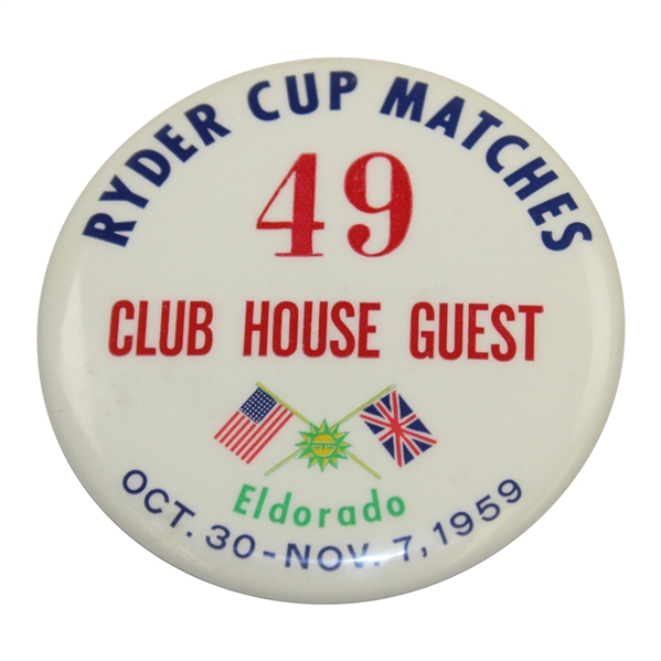 1959 Ryder Cup Matches at Eldorado Club House Guest Badge #49