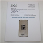 Bobby Clampett's Personal 1981 PGA Tour Member Money Clip/Badge