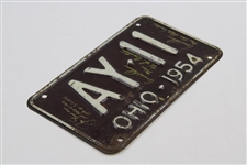 Palmer & Nicklaus Signed 1954 OHIO License Plate with Meaningful Inscriptions JSA ALOA