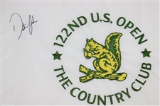 Dustin Johnson Signed 2022 US Open at The Country Club Embroidered Flag JSA ALOA