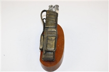 Classic Golf Bag with Six (6) Removable Golf Clubs on Wood Plinth