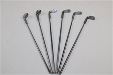 Classic Golf Bag with Six (6) Removable Golf Clubs on Wood Plinth