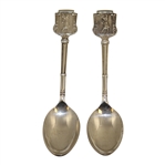 Pair of Post Swing Female Golfer Themed Spoons - Made in England