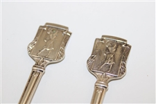 Pair of Post Swing Female Golfer Themed Spoons - Made in England