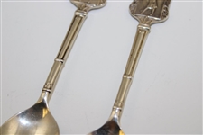 Pair of Post Swing Female Golfer Themed Spoons - Made in England