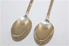Pair of Post Swing Female Golfer Themed Spoons - Made in England