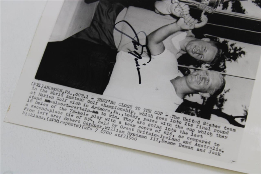 Jack Nicklaus Signed 1960 World Amateur Championship Photo JSA ALOA