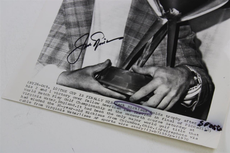 Jack Nicklaus Signed 1970 Piccadilly World Match Play Photo JSA ALOA