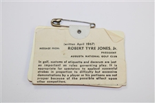 1976 Masters Tournament SERIES Badge #21132 - Ray Floyd Winner