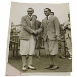 1926 Bobby Jones, "Gracious in Defeat", Shakes Hands with George Von Elm Wire Photo