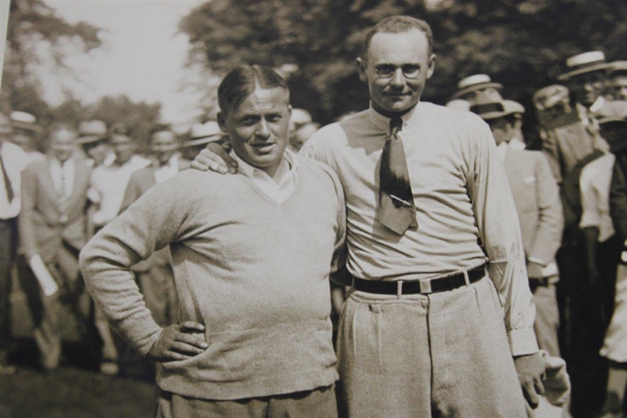 1928 Bobby Jones & Phil Perkins, British & U.S. Amateur Champions Square Off Wire Photo